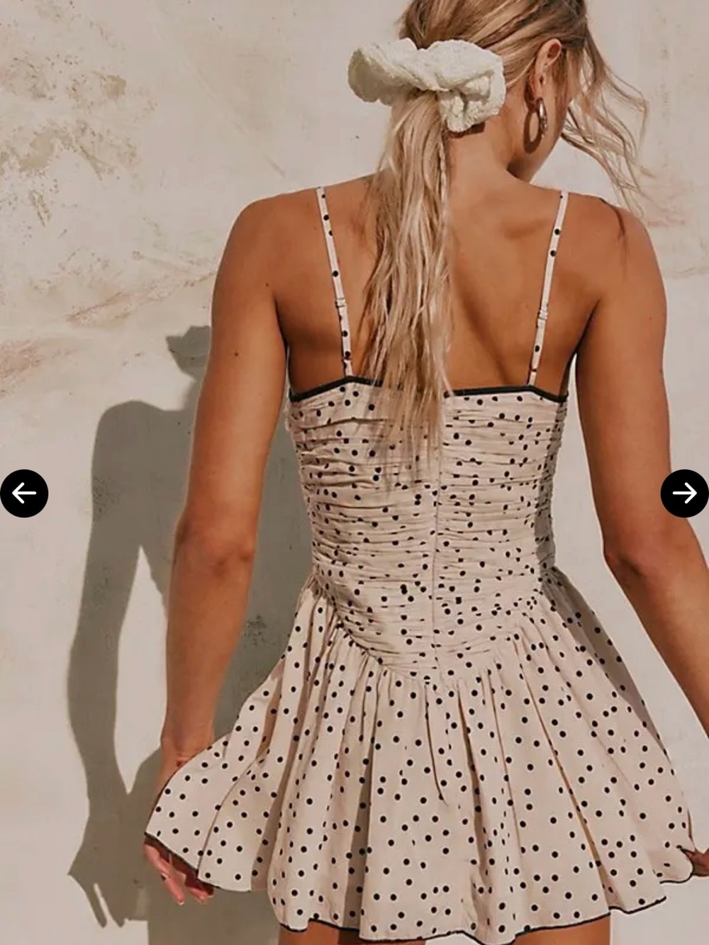Free People Cream Spaghetti Strap Polka Dot Babydoll Top - Picture 3 of 8